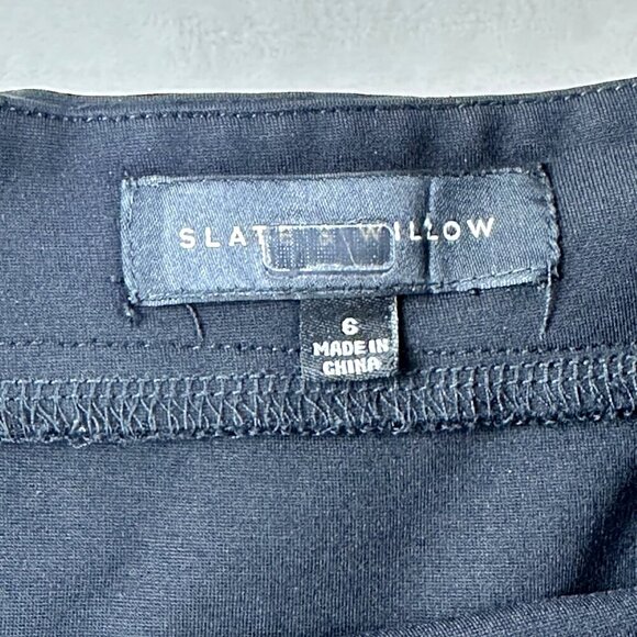 Slate & Willow Womens Black Janis Dress 6 Bell Sleeve Square Neck Cocktail Dress - Picture 5 of 14